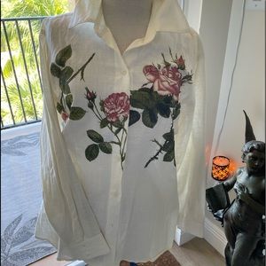 Soft Surroundings linen button blouse. Large
